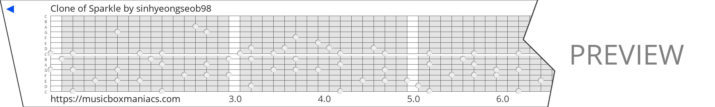 Clone of Sparkle 15 note music box paper strip