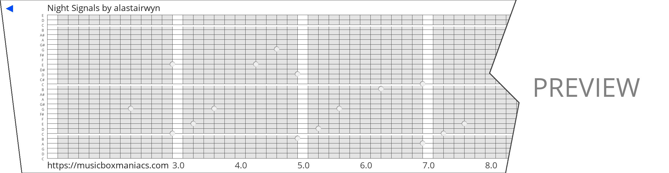 Night Signals 30 note music box paper strip