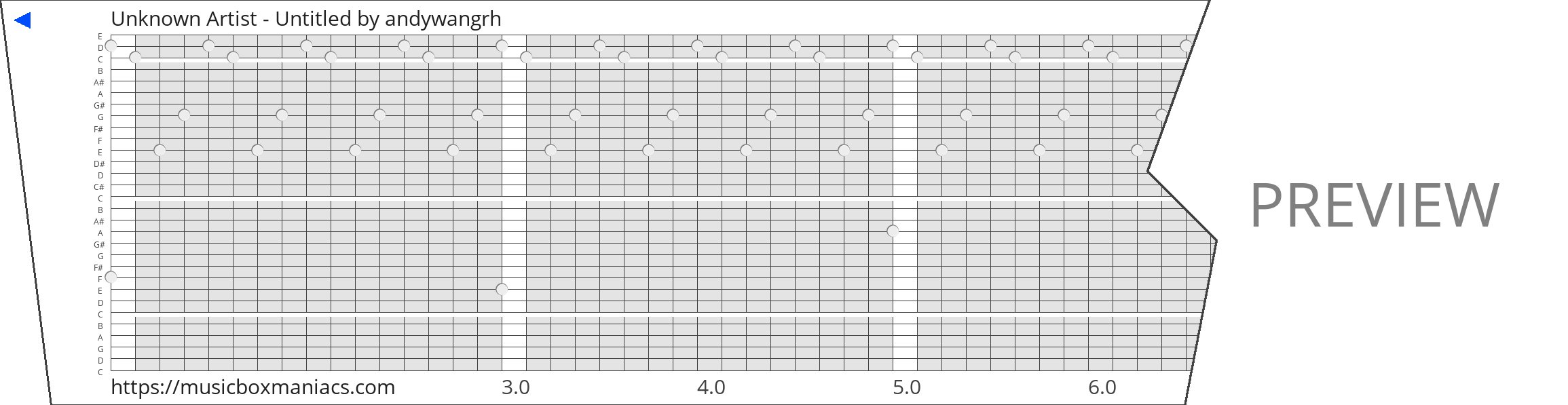 Unknown Artist - Untitled 30 note music box paper strip