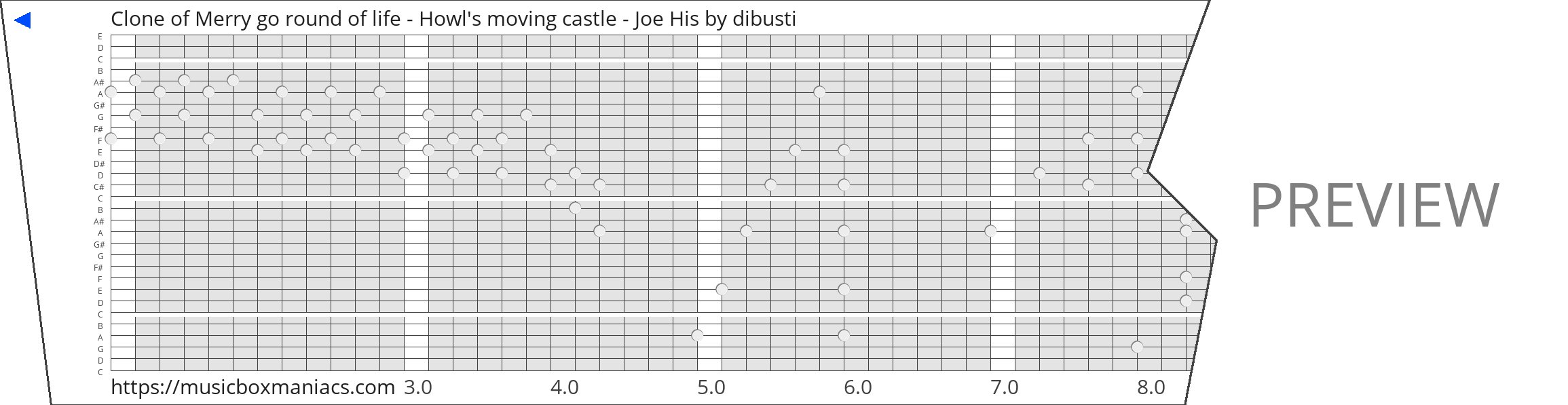 Clone of Merry go round of life - Howl's moving castle - Joe His 30 note music box paper strip