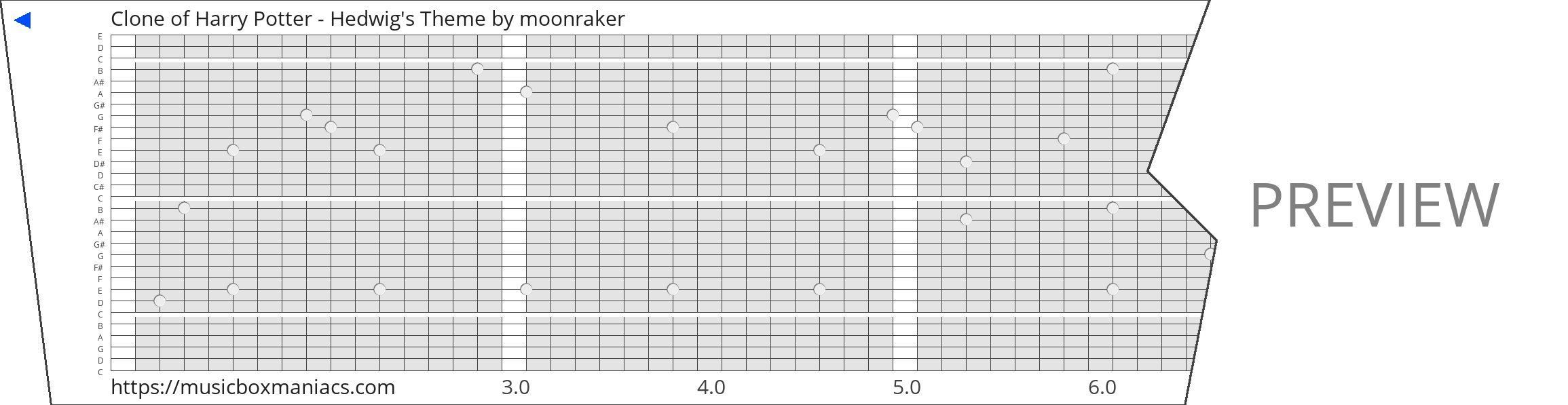 Clone of Harry Potter - Hedwig's Theme 30 note music box paper strip