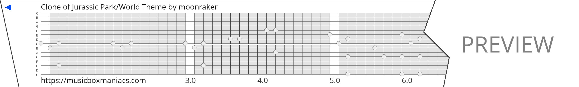 Clone of Jurassic Park/World Theme 15 note music box paper strip