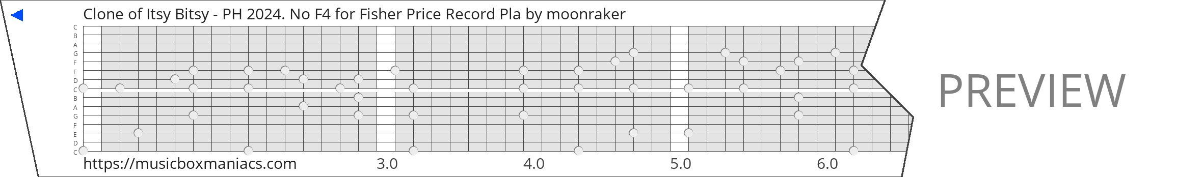 Clone of Itsy Bitsy - PH 2024. No F4 for Fisher Price Record Pla 15 note music box paper strip
