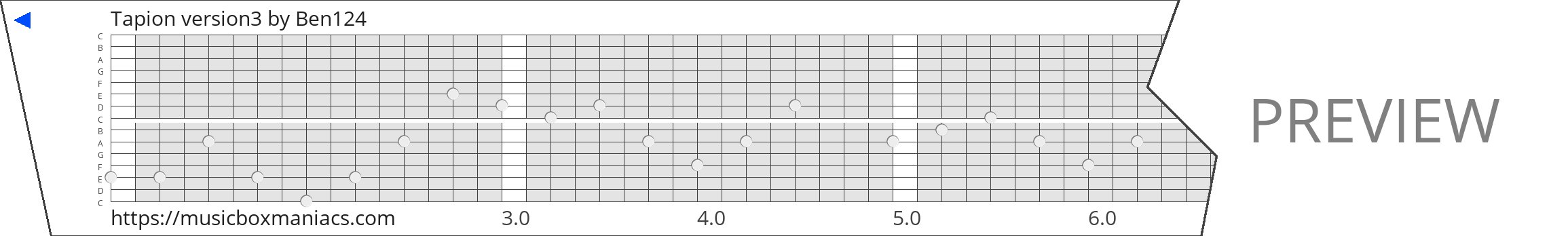 Tapion version3 15 note music box paper strip