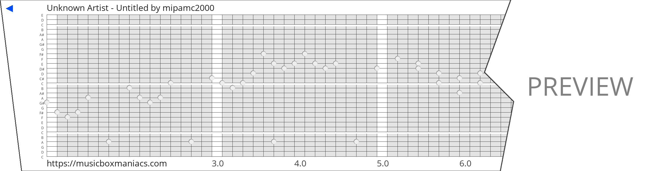 Unknown Artist - Untitled 30 note music box paper strip