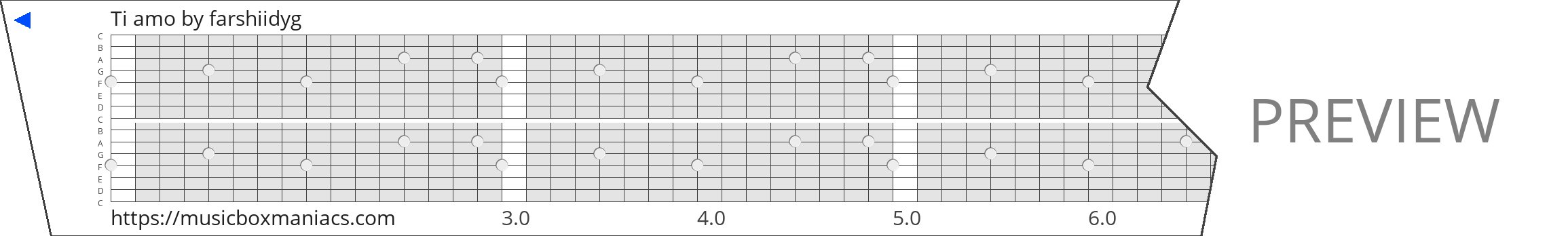Ti amo 15 note music box paper strip