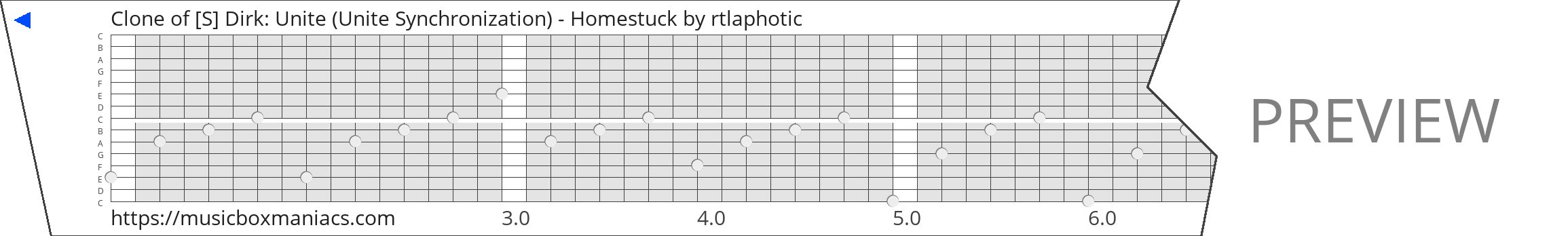 Clone of [S] Dirk: Unite (Unite Synchronization) - Homestuck 15 note music box paper strip