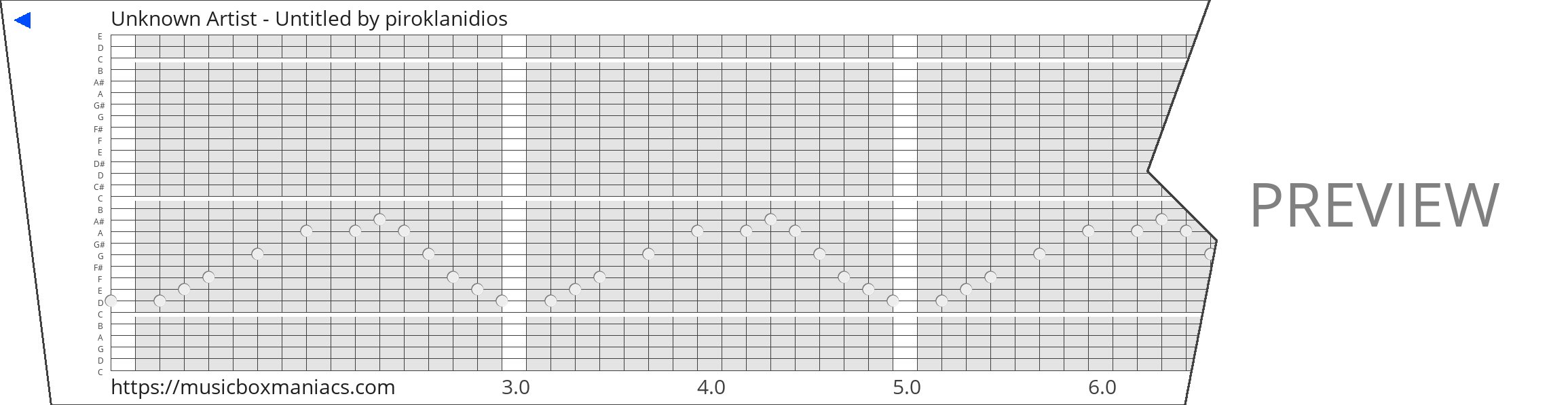 Unknown Artist - Untitled 30 note music box paper strip