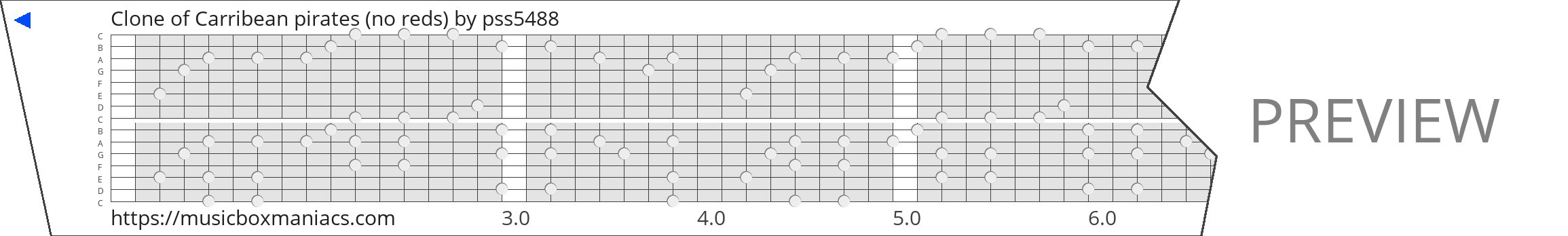 Clone of Carribean pirates (no reds) 15 note music box paper strip
