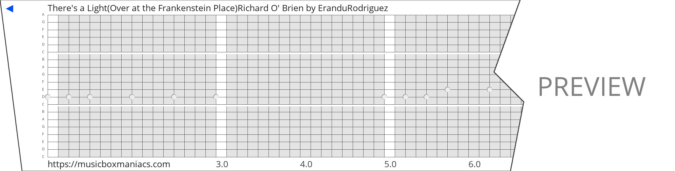 There's a Light(Over at the Frankenstein Place)Richard O' Brien 20 note music box paper strip
