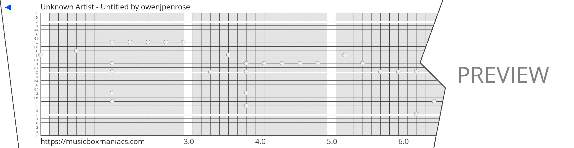 Unknown Artist - Untitled 30 note music box paper strip