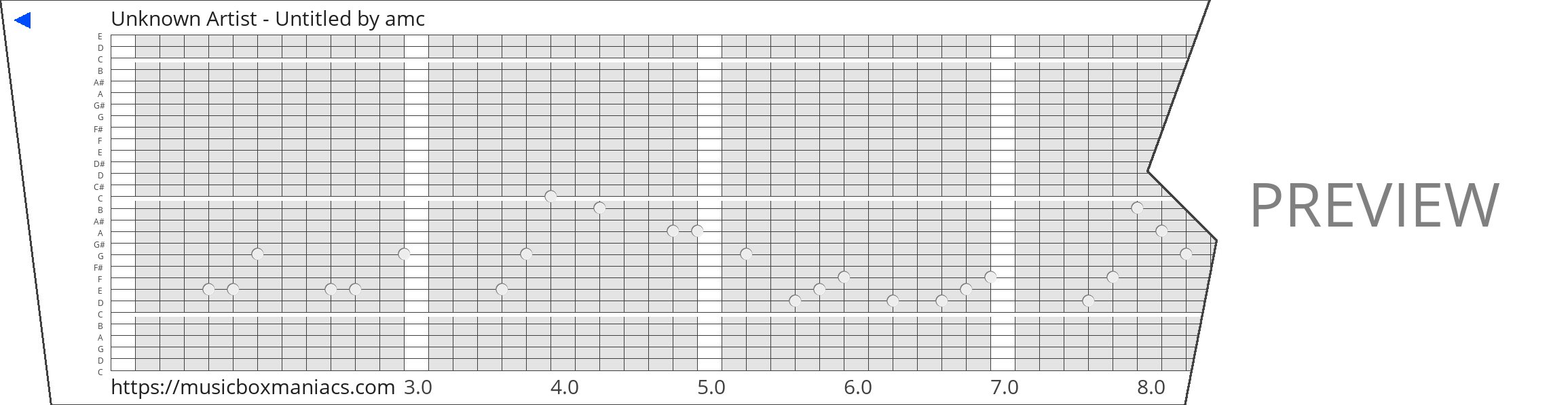 Unknown Artist - Untitled 30 note music box paper strip