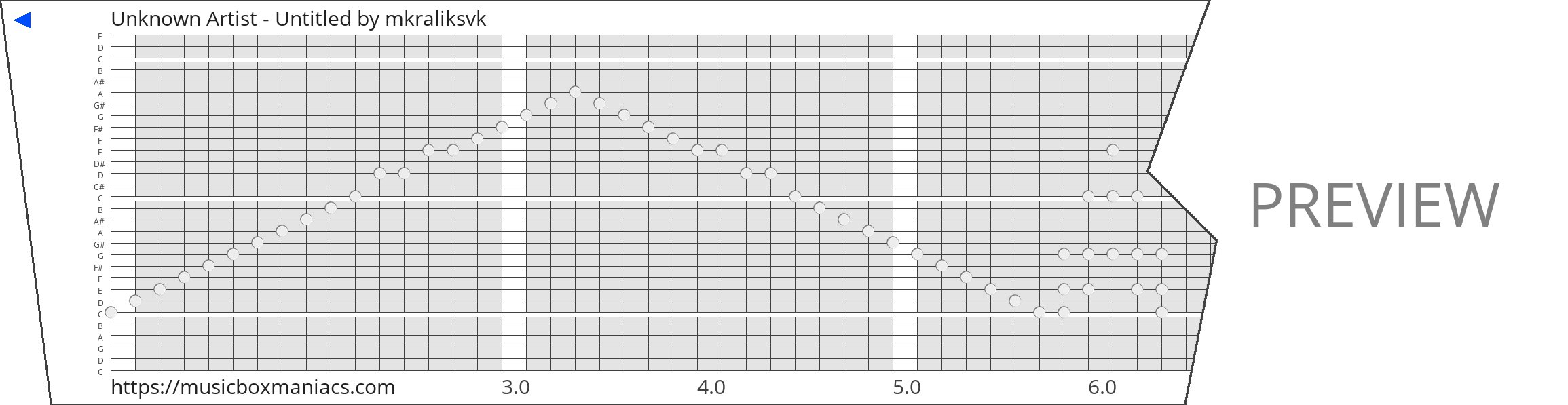 Unknown Artist - Untitled 30 note music box paper strip