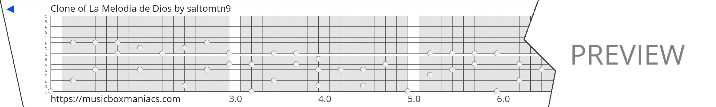Clone of La Melodia de Dios 15 note music box paper strip