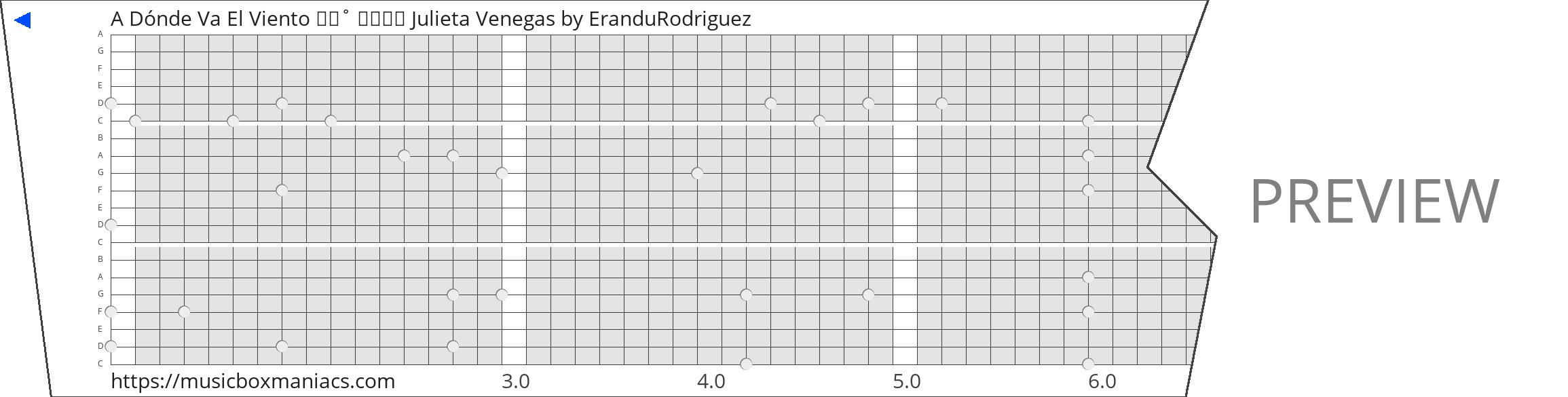 A Dónde Va El Viento ♡₊˚ 🦢・₊✧ Julieta Venegas 20 note music box paper strip