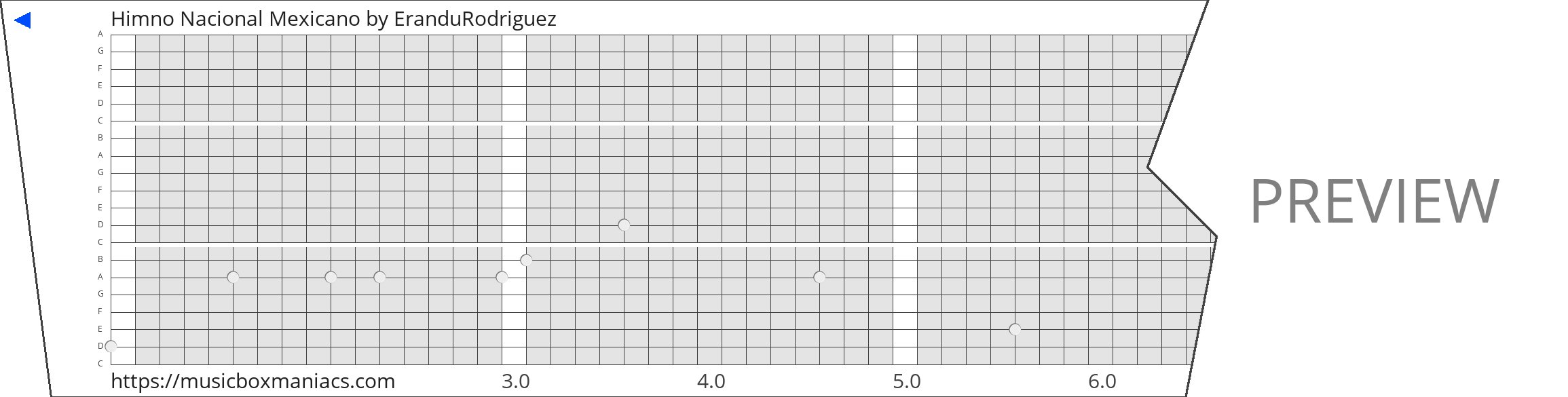 Himno Nacional Mexicano 20 note music box paper strip
