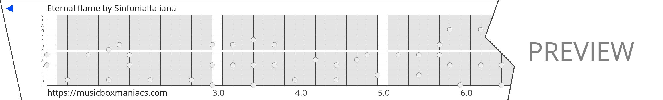Eternal flame 15 note music box paper strip