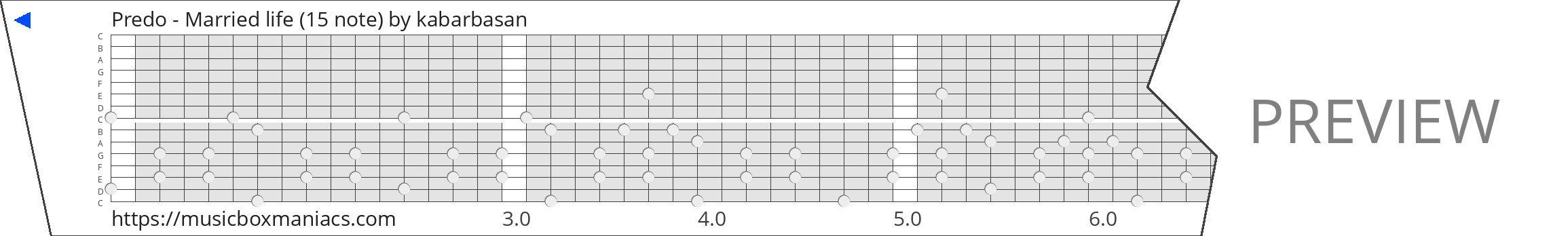 Predo - Married life (15 note) 15 note music box paper strip