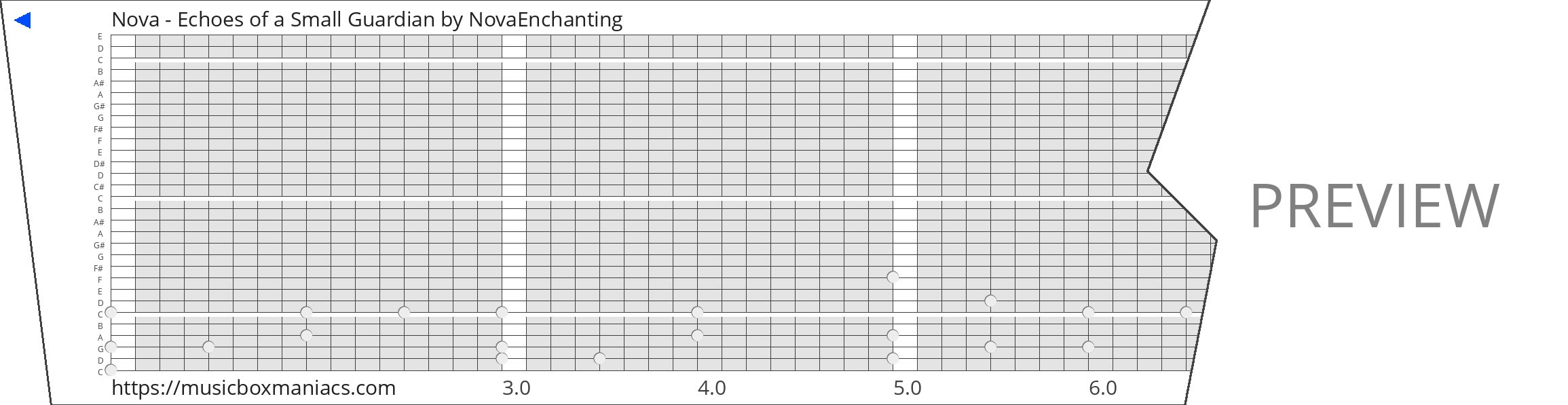 Nova - Echoes of a Small Guardian 30 note music box paper strip