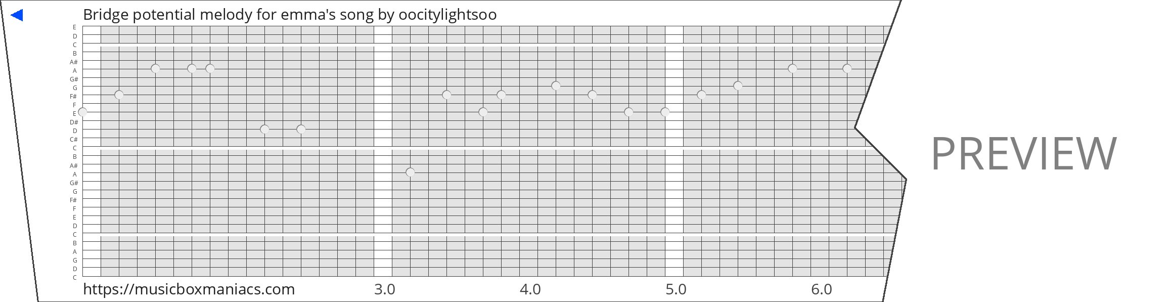 Bridge potential melody for emma's song 30 note music box paper strip