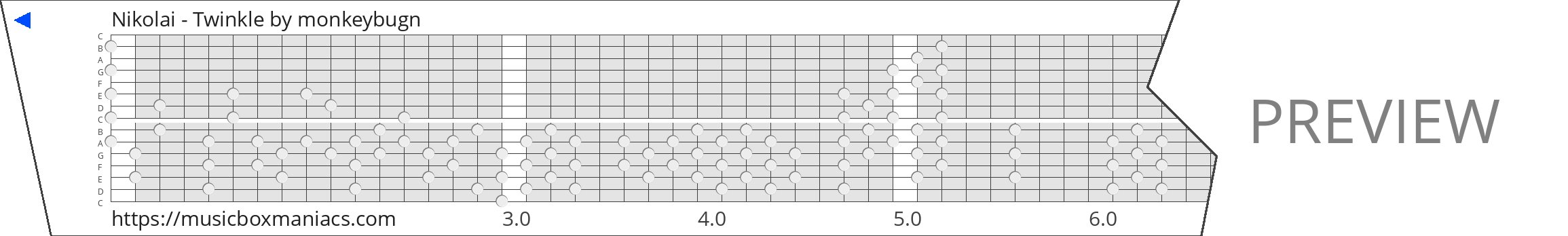 Nikolai - Twinkle 15 note music box paper strip