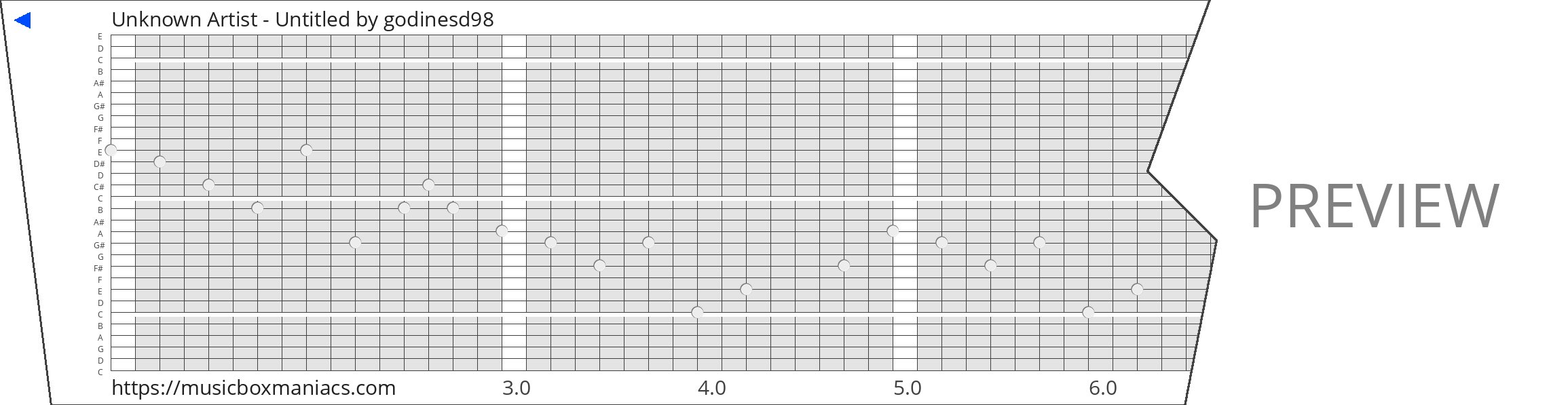 Unknown Artist - Untitled 30 note music box paper strip