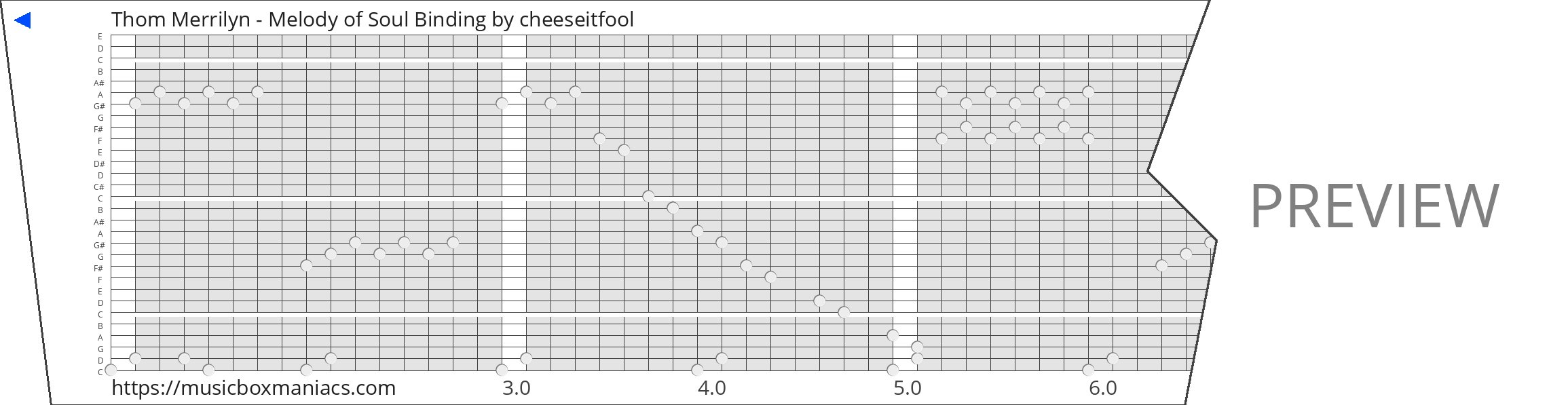 Thom Merrilyn - Melody of Soul Binding 30 note music box paper strip