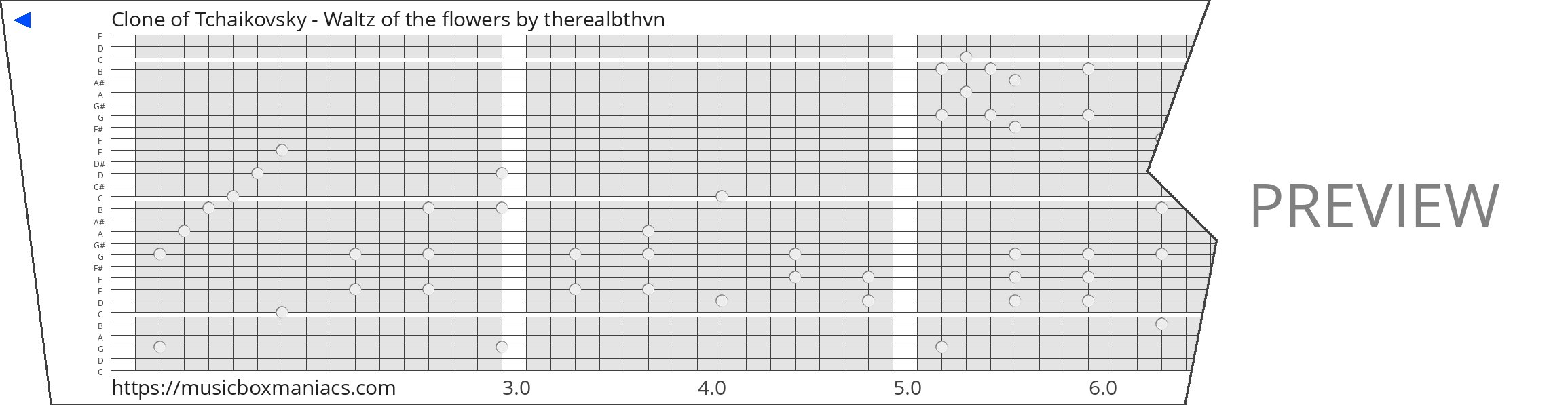 Clone of Tchaikovsky - Waltz of the flowers 30 note music box paper strip