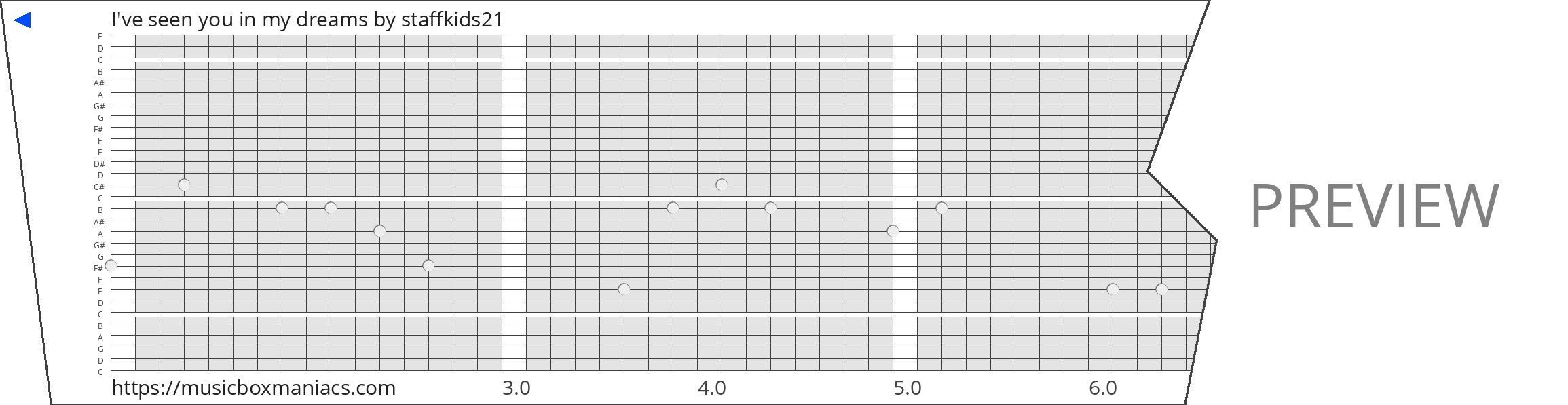 I've seen you in my dreams 30 note music box paper strip