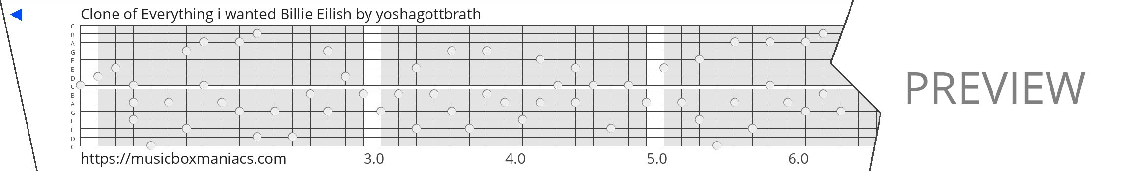 Clone of Everything i wanted Billie Eilish 15 note music box paper strip