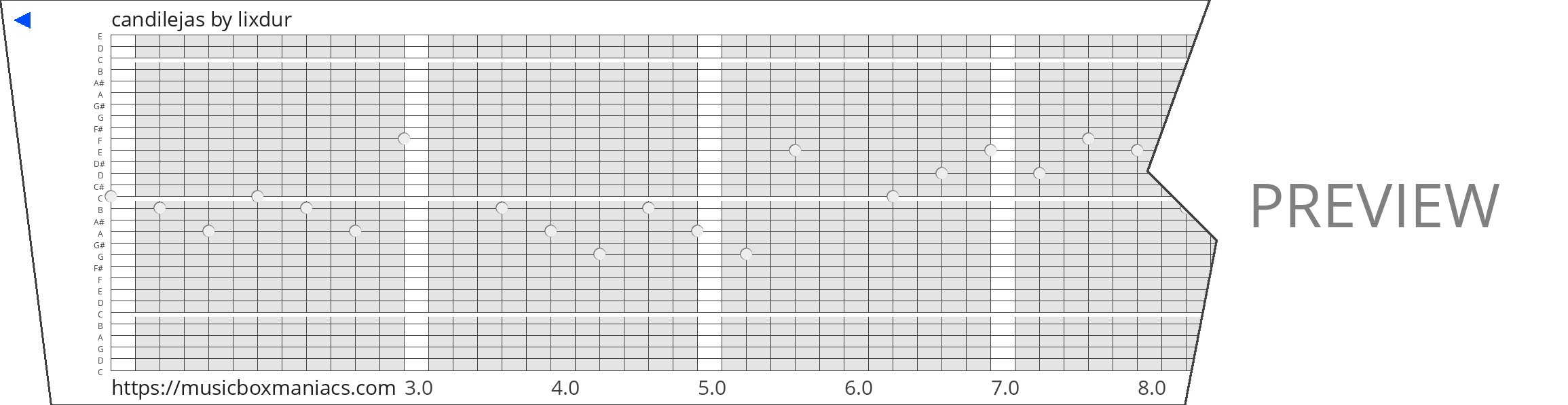 candilejas 30 note music box paper strip