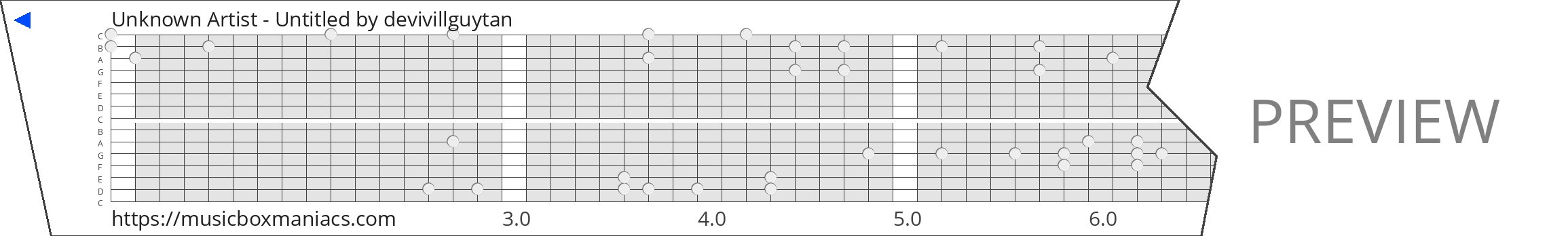Unknown Artist - Untitled 15 note music box paper strip