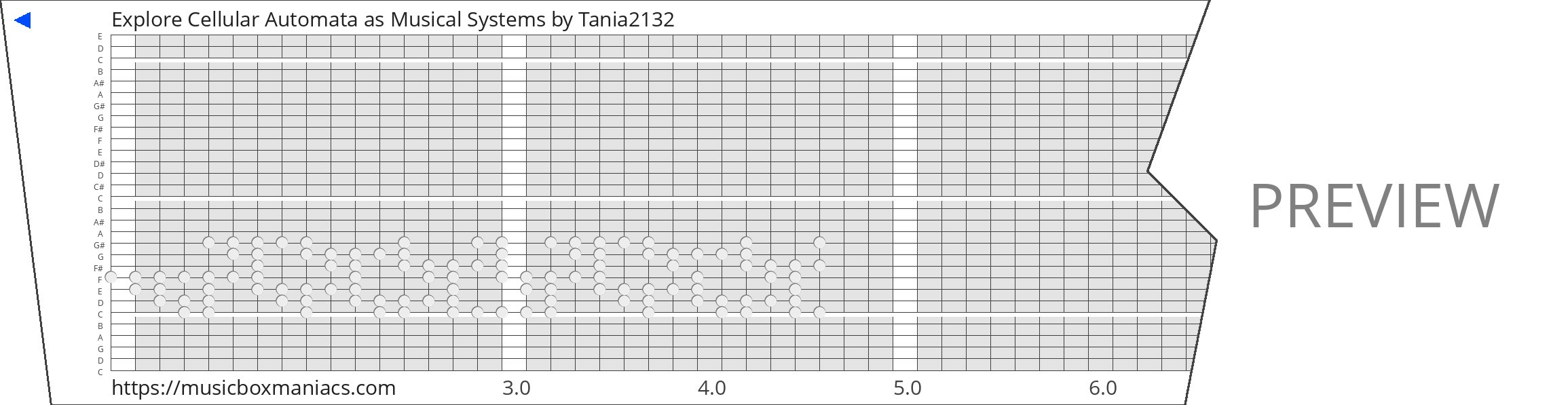Explore Cellular Automata as Musical Systems 30 note music box paper strip
