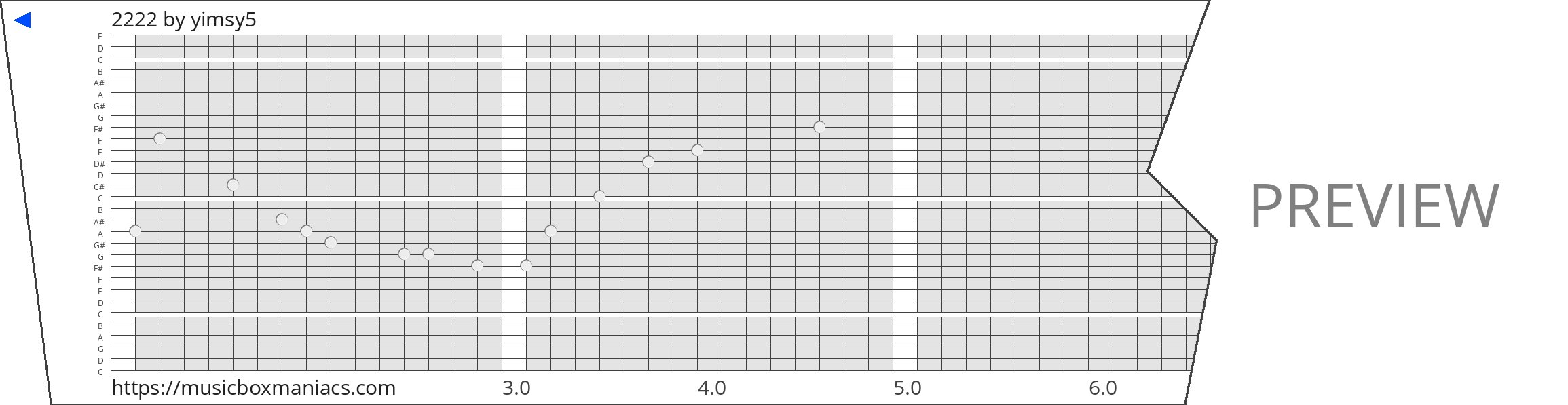 2222 30 note music box paper strip