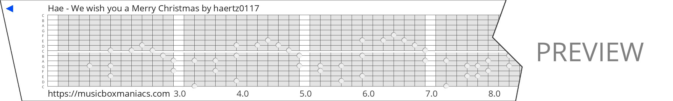 Hae - We wish you a Merry Christmas 15 note music box paper strip