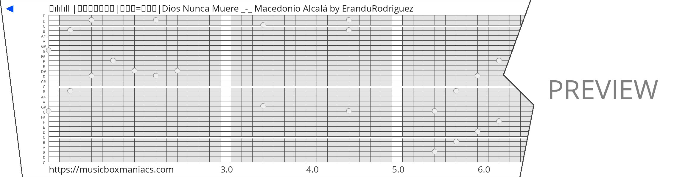 🎼ılılıll |̲̅̅●̲̅̅|̲̅̅=̲̅̅|Dios Nunca Muere _-_ Macedonio Alcalá 30 note music box paper strip