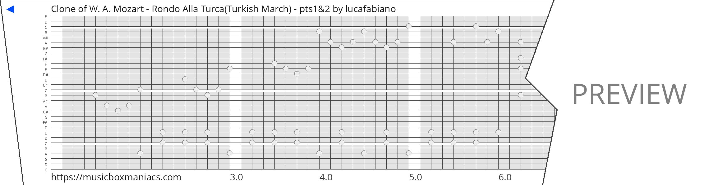 Clone of W. A. Mozart - Rondo Alla Turca(Turkish March) - pts1&2 30 note music box paper strip