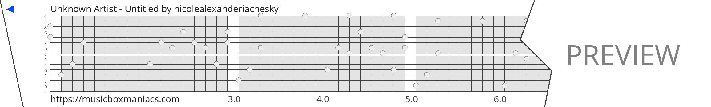 Unknown Artist - Untitled 15 note music box paper strip