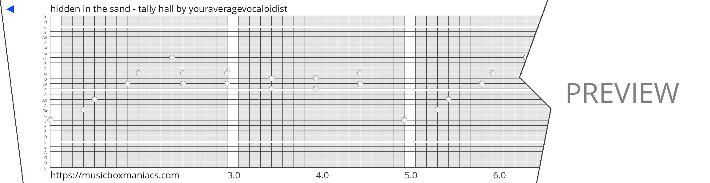hidden in the sand - tally hall 30 note music box paper strip