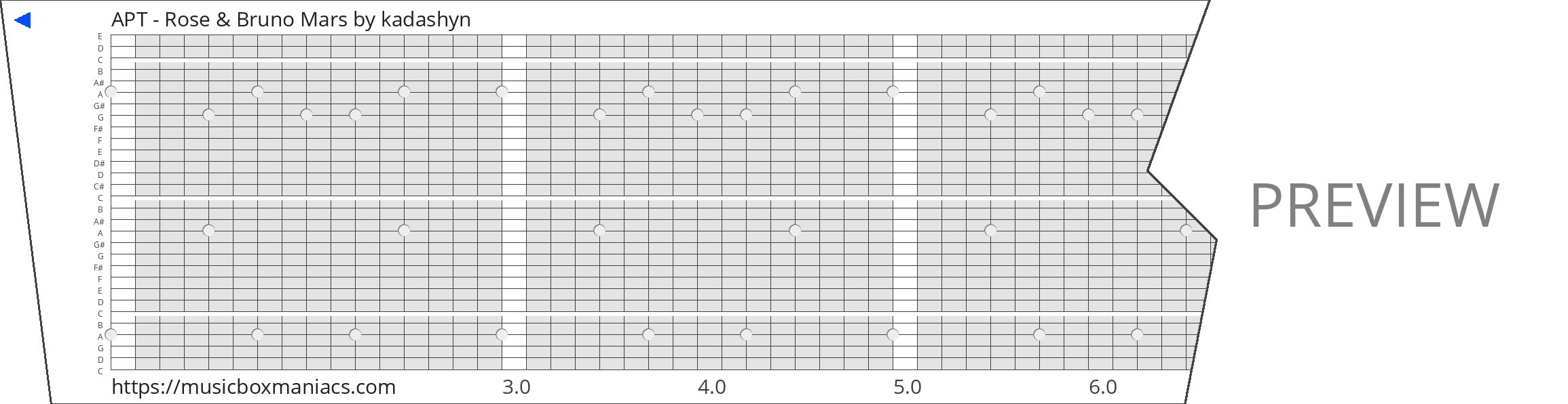 APT - Rose & Bruno Mars 30 note music box paper strip