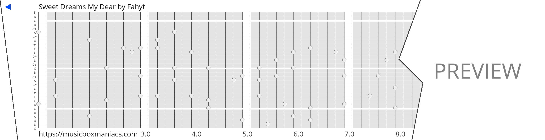 Sweet Dreams My Dear 30 note music box paper strip