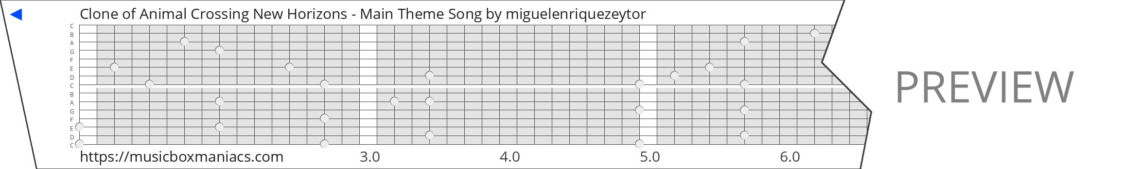 Clone of Animal Crossing New Horizons - Main Theme Song 15 note music box paper strip