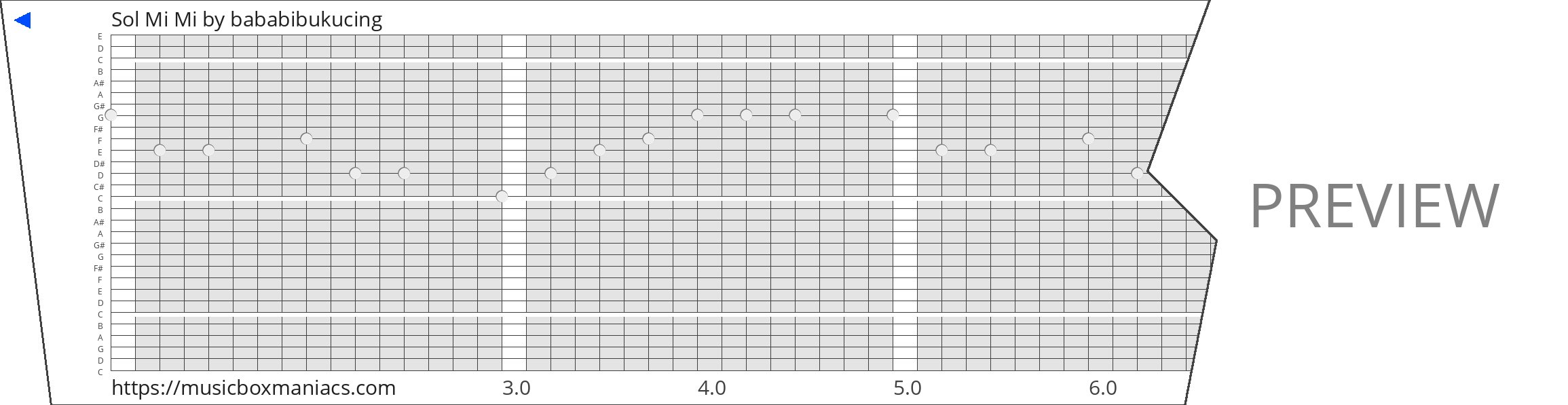 Sol Mi Mi 30 note music box paper strip