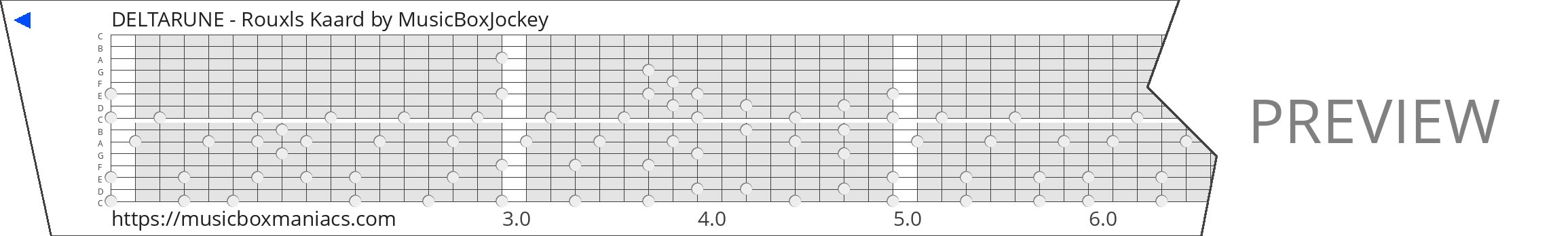 DELTARUNE - Rouxls Kaard 15 note music box paper strip