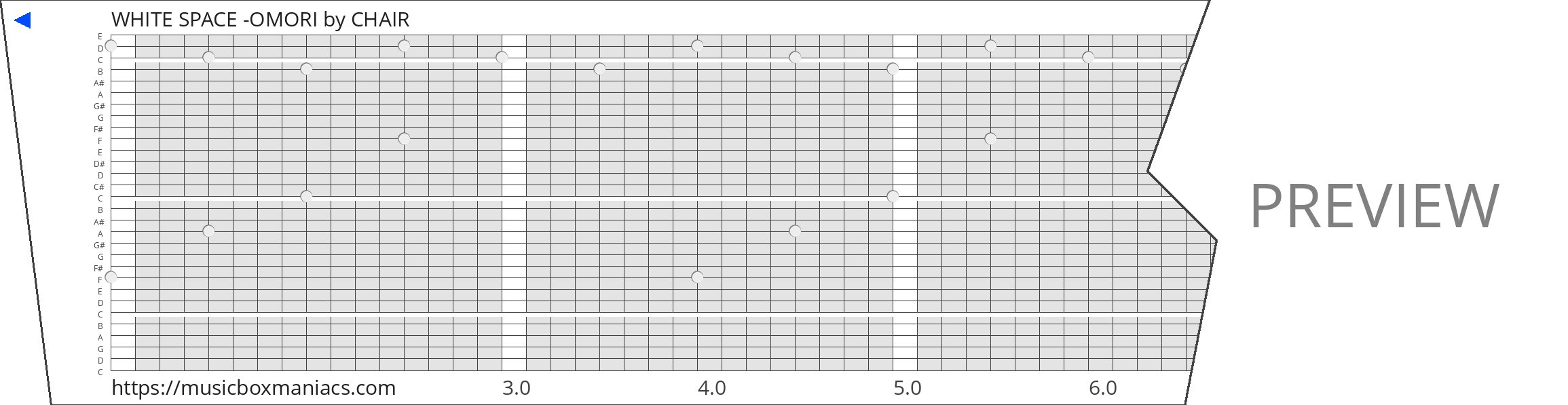 WHITE SPACE -OMORI 30 note music box paper strip