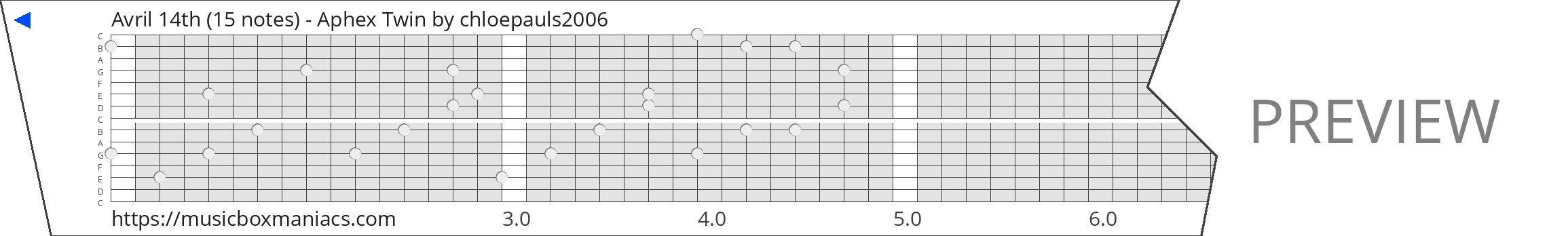 Avril 14th (15 notes) - Aphex Twin 15 note music box paper strip