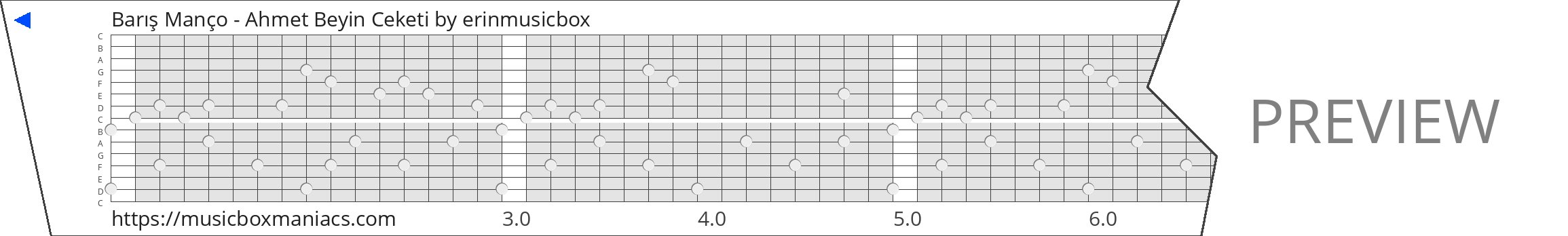 Barış Manço - Ahmet Beyin Ceketi 15 note music box paper strip