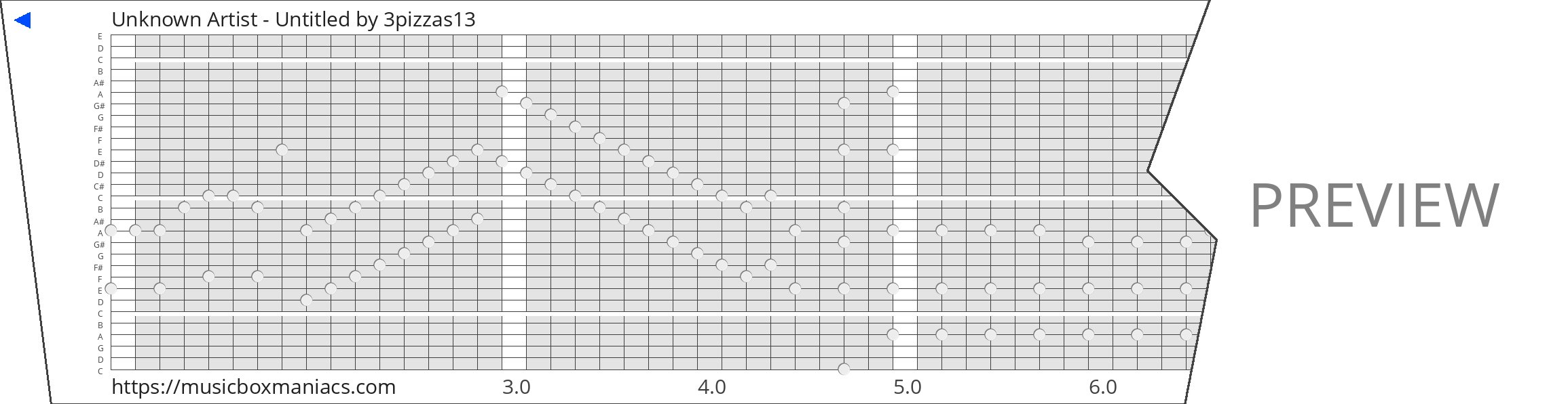 Unknown Artist - Untitled 30 note music box paper strip