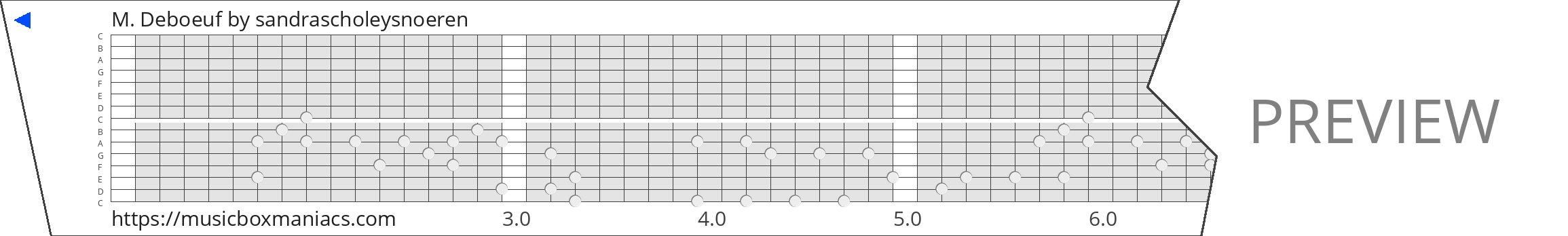 M. Deboeuf 15 note music box paper strip