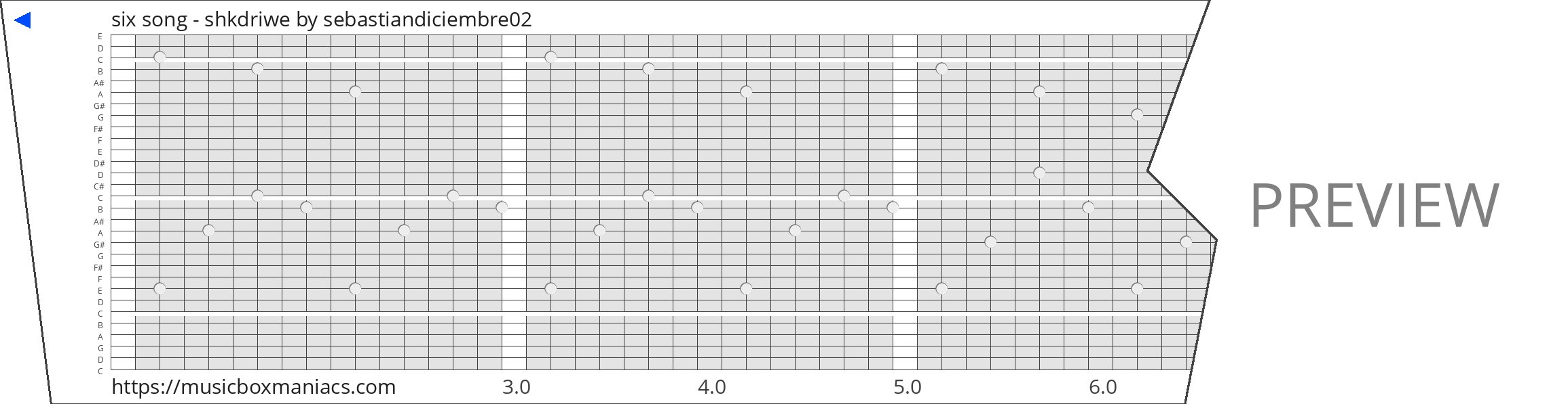 six song - shkdriwe 30 note music box paper strip